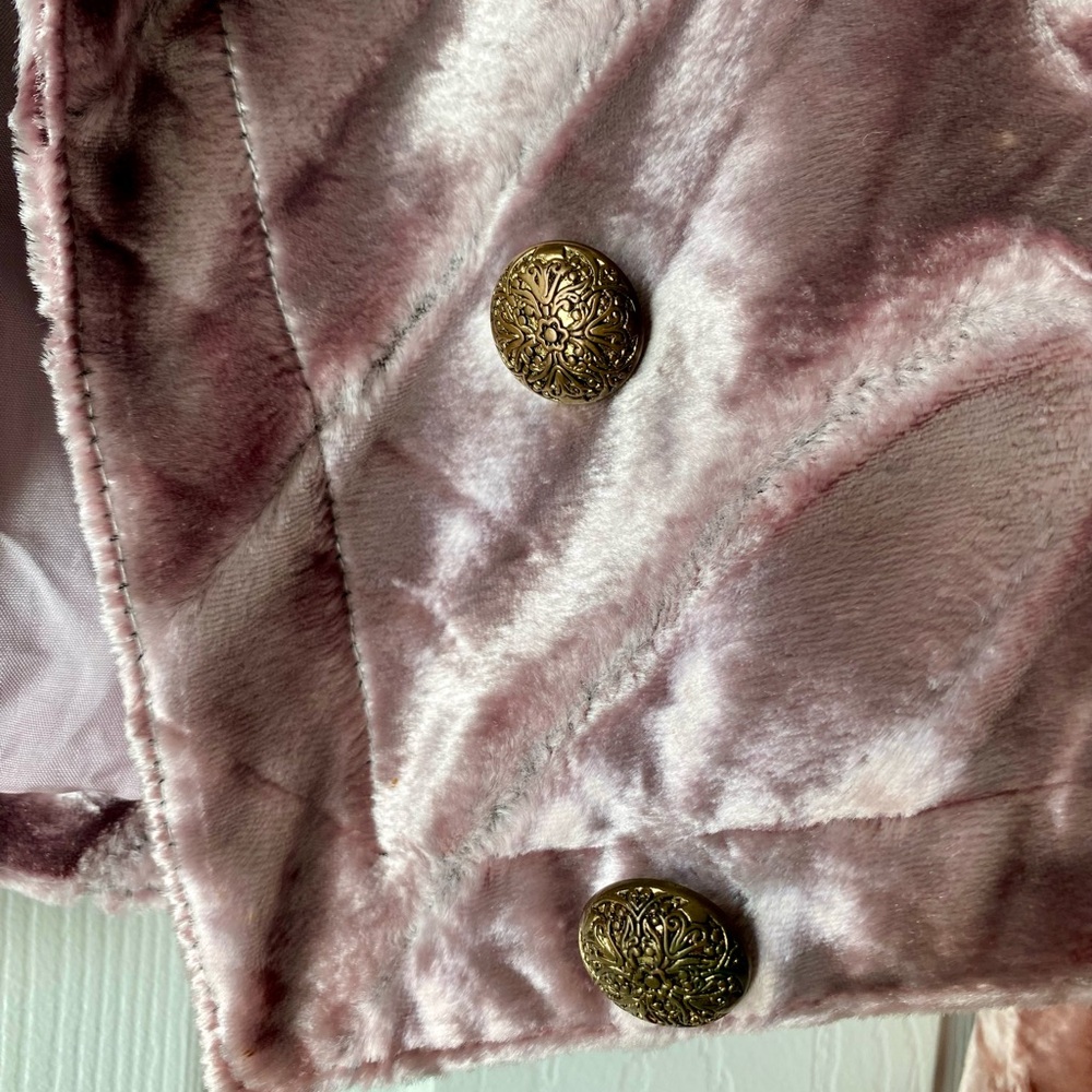 Vintage Vertigo Paris Crushed Velvet Jacket Size M Brass Buttons Coquette - Picture 2 of 5